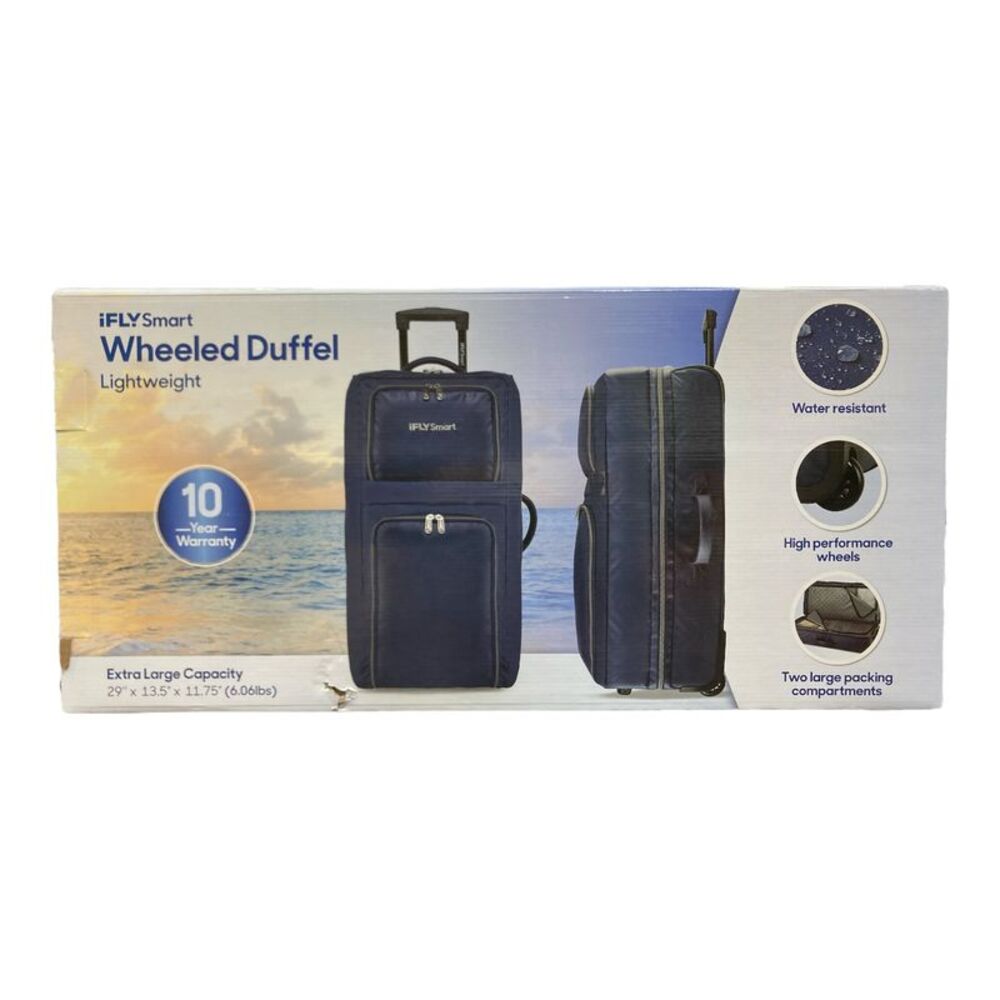 Navy Wheeled Duffel - Lightweight Travel Bag